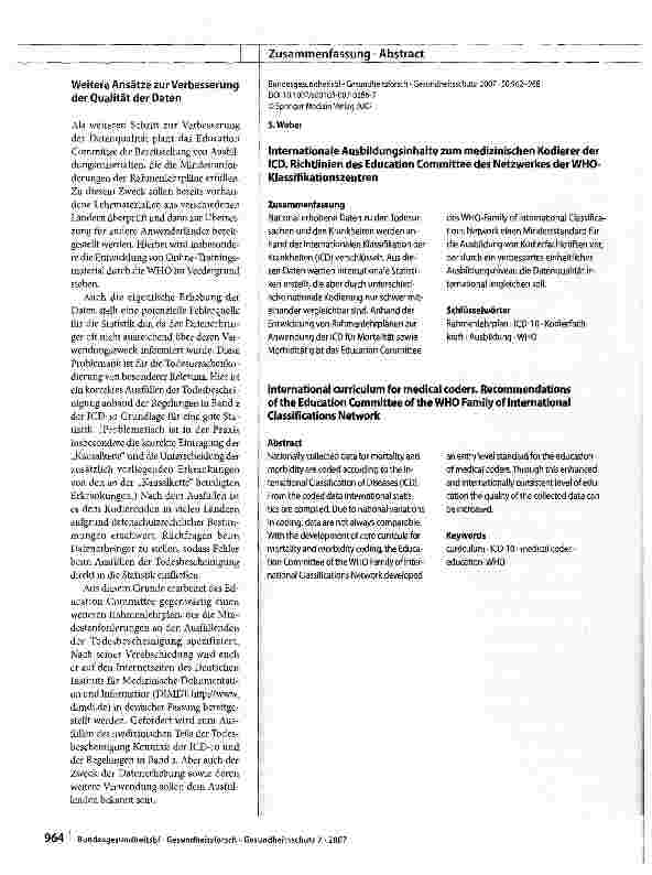 Vorschauseite 3: Internationale Ausbildungsinhalte zum medizinischen Kodierer der ICD
