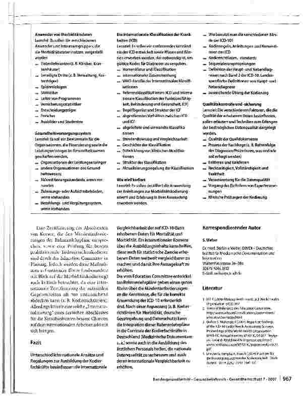 Vorschauseite 6: Internationale Ausbildungsinhalte zum medizinischen Kodierer der ICD