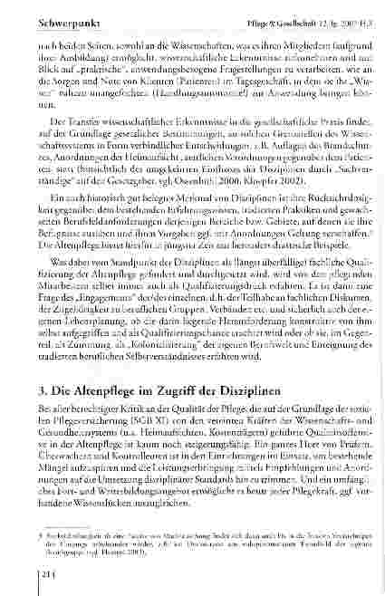 Vorschauseite 5: Die Altenpflege im Zugriff der Disziplinen. Paradoxien und Perspektiven