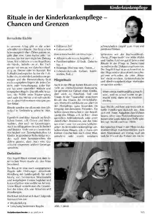 Vorschauseite 1: Rituale in der Kinderkrankenpflege -Chancen und Grenzen