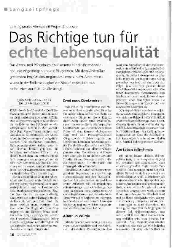 Vorschauseite 1: Das Richtige tun für echte Lebensqualität