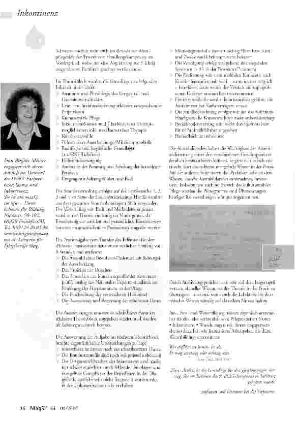 Vorschauseite 2: Inkontinenz - ein Themenschwerpunkt in der Altenpflege