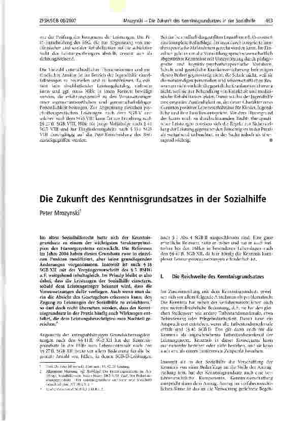 Vorschauseite 1: Die Zukunft des Kenntnisgrundsatzes in der Sozialhilfe