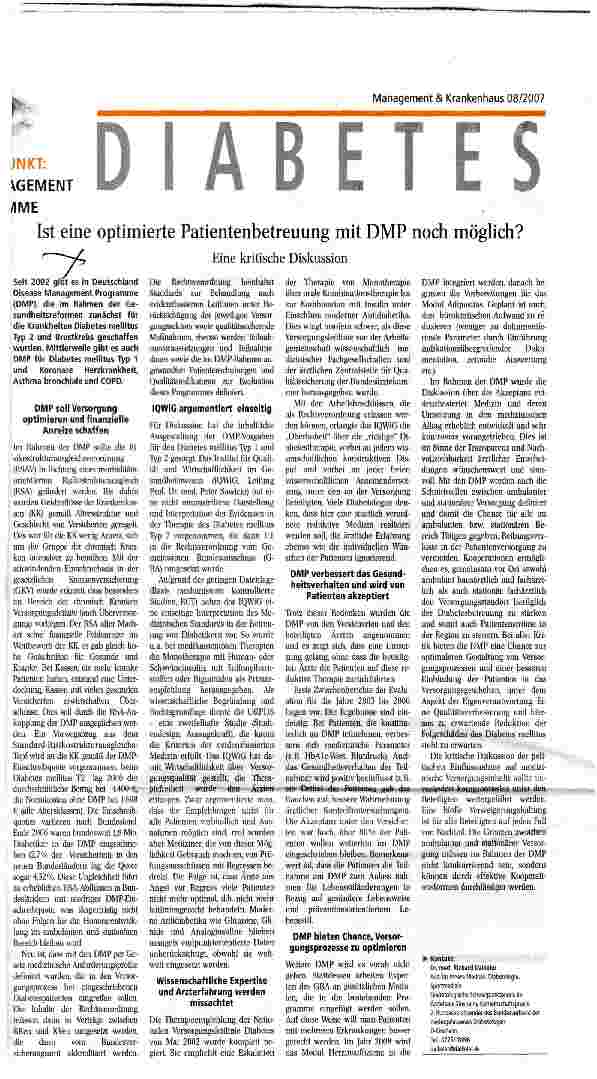 Vorschauseite 1: Ist eine optimierte Patientenbetreuung mit DMP noch möglich?