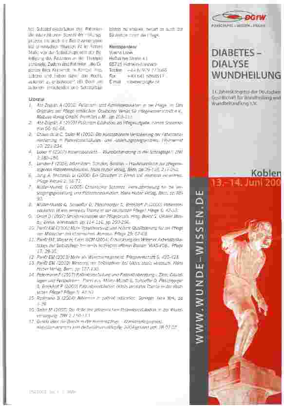 Vorschauseite 6: Patientenedukation in der Wundtherapie -eine Aufgabe für die professionelle Pflege?