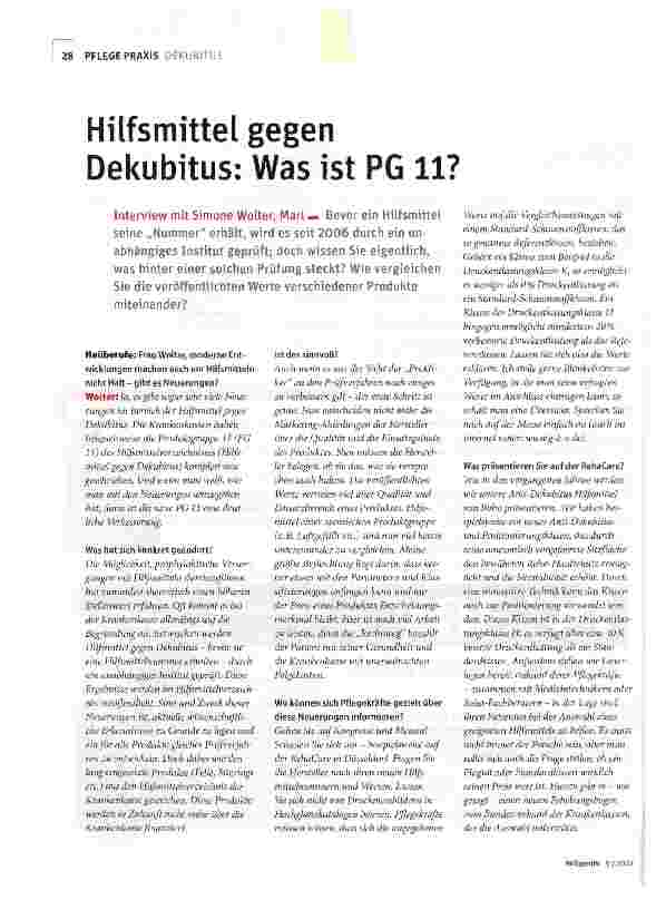 Vorschauseite 1: Hilfsmittel gegen Dekubitus: Was ist PG 11?