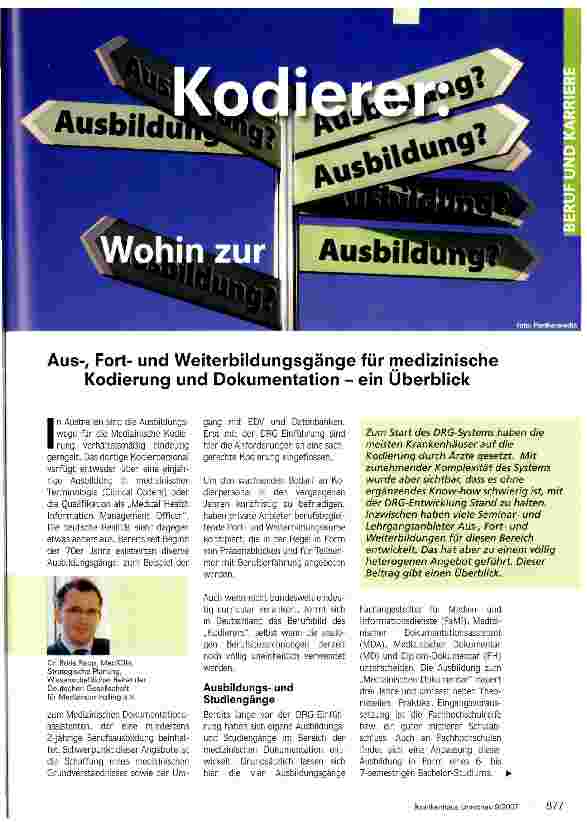 Vorschauseite 1: Aus-, Fortund Weiterbildungsgänge für medizinische Kodierung und Dokumentation