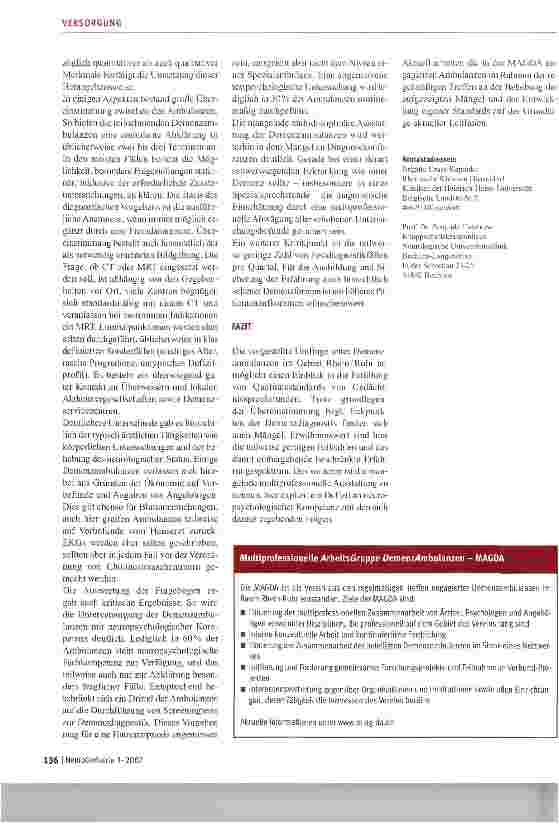 Vorschauseite 3: Demenz-Ambulanzen auf dem Weg zur Entwicklung von Qualitätsstandards: Eine Bestandsaufnahme in NRW