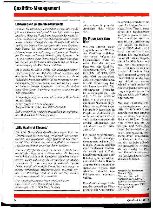 Vorschauseite 3: Qualitätsmanagement in Einrichtungen des Gesundheitswesens