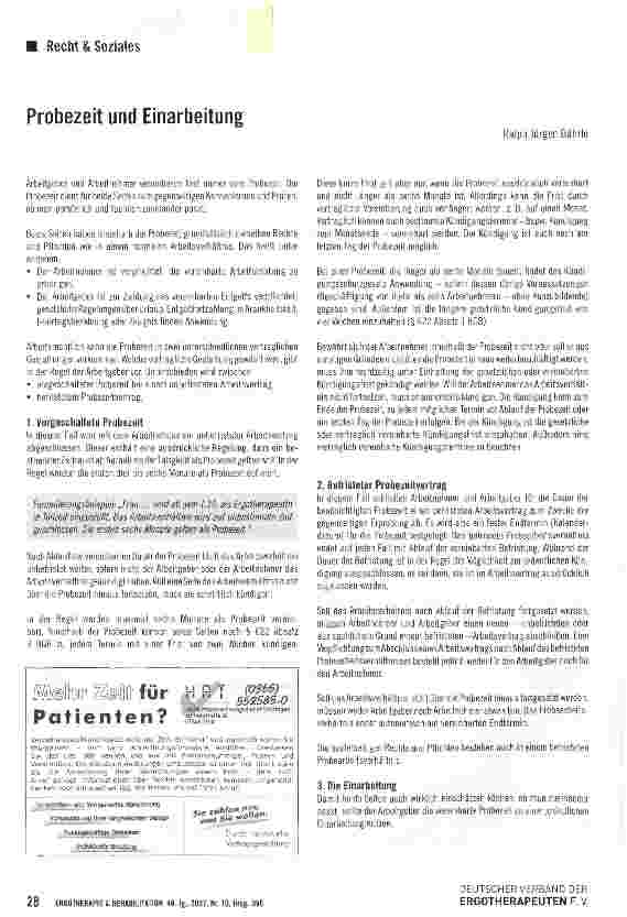 Vorschauseite 1: Probezeit und Einarbeitung