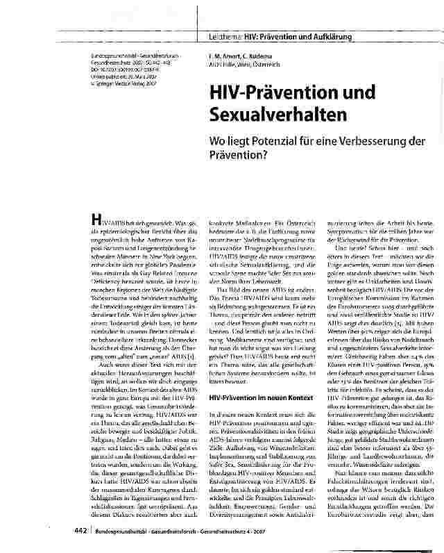 Vorschauseite 1: HIV-Prävention und Sexualverhalten