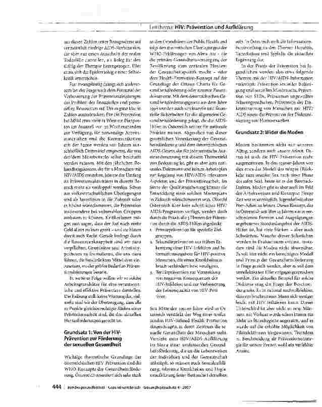 Vorschauseite 3: HIV-Prävention und Sexualverhalten