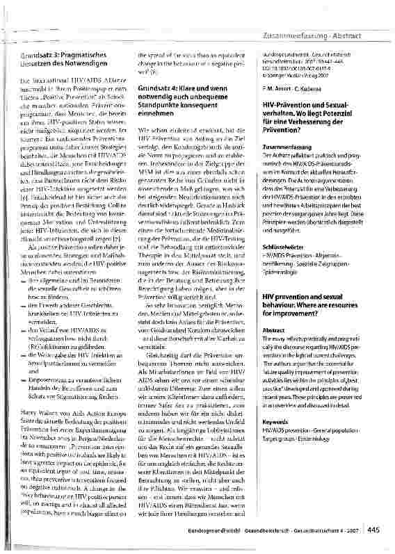 Vorschauseite 4: HIV-Prävention und Sexualverhalten