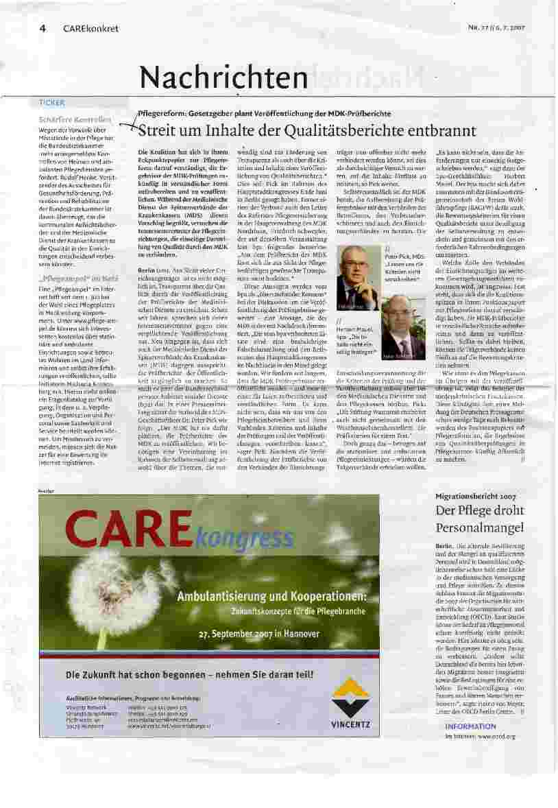 Vorschauseite 1: Streit um Inhalte der Qualitätsberichte entbrannt