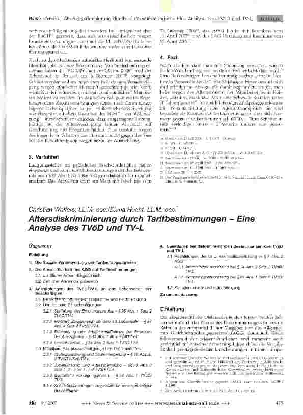 Vorschauseite 1: Altersdiskriminierung durch Tarifbestimmungen - Eine Analyse des TVöD und TV-L