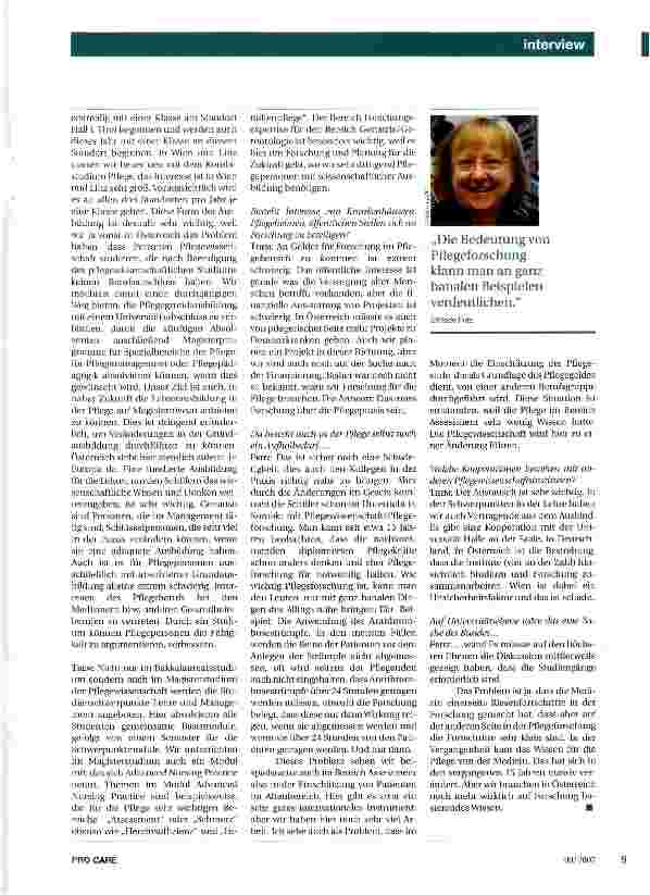 Vorschauseite 2: Wissenschaft und Forschung für die Pflegepraxis