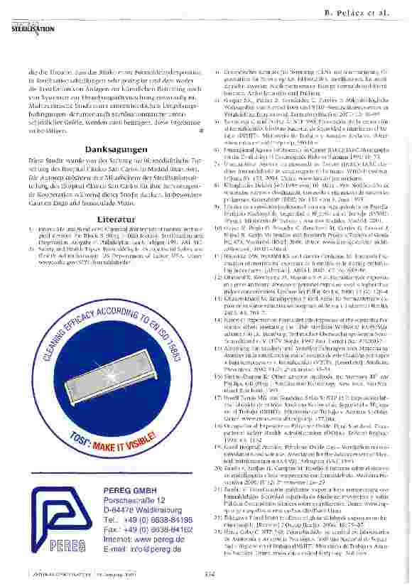 Vorschauseite 6: Formaldehydkonzentrationen in der Umgebungsluft eines NTDF-Sterilisators