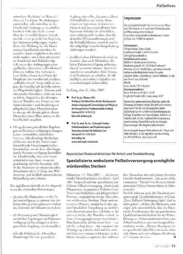 Vorschauseite 2: Freiburger Appell: Cave Patientenverfügung!
