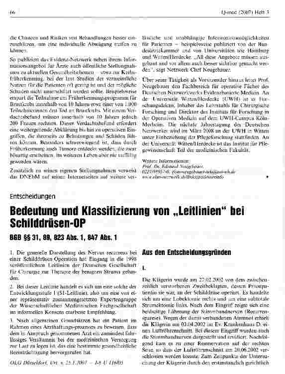 Vorschauseite 1: Bedeutung und Klassifizierung von „Leitlinien bei Schilddrüsen-OP