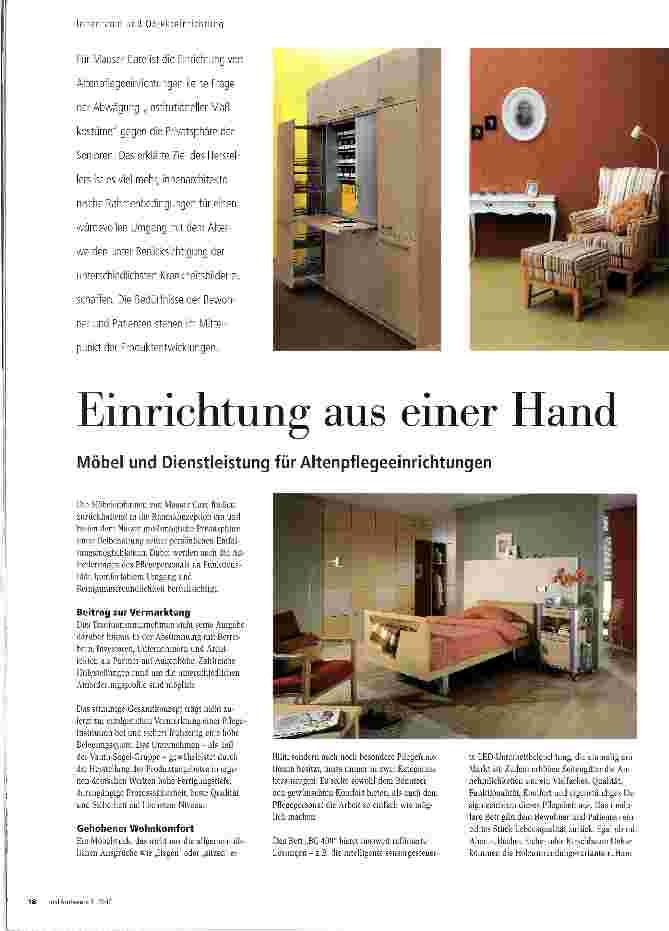 Vorschauseite 1: Einrichtung aus einer Hand Möbel und Dienstleistung für Altenpflegeeinrichtungen