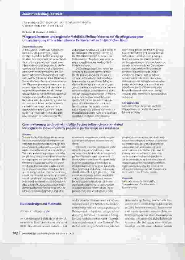 Vorschauseite 3: Pflegepräferenzen und regionale Mobilität