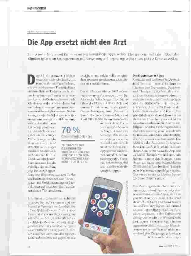 Vorschauseite 1: Die App ersetzt nicht den Arzt