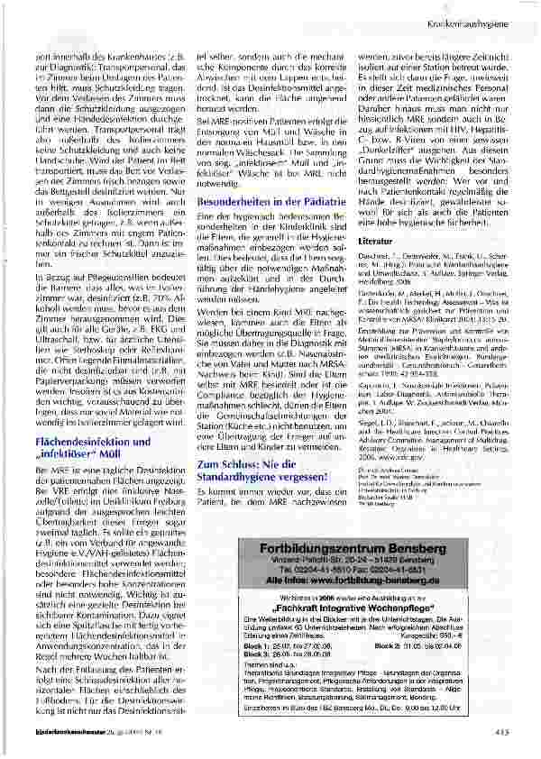Vorschauseite 4: Multiresistente Erreger und Hygienemaßnahmen in der Kinderklinik