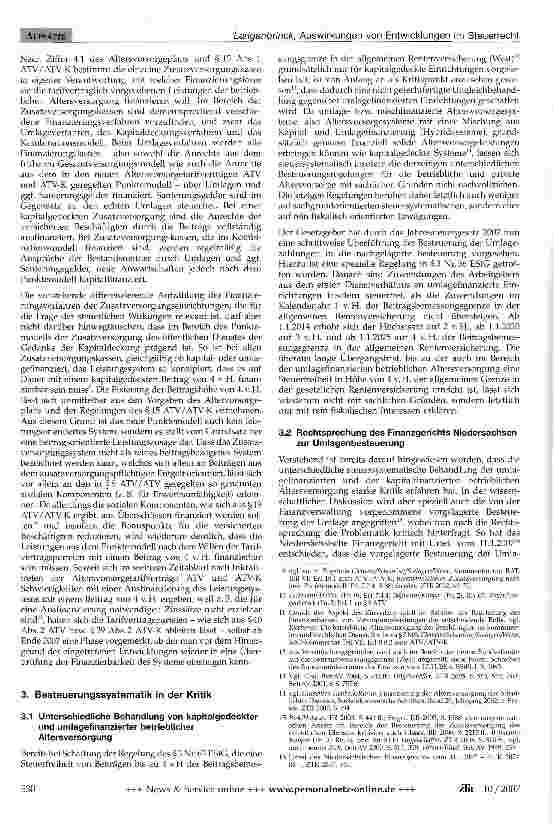 Vorschauseite 2: Auswirkungen von Entwicklungen im Steuerrecht auf die betriebliche Altersversorgung des öffentlichen Dienstes
