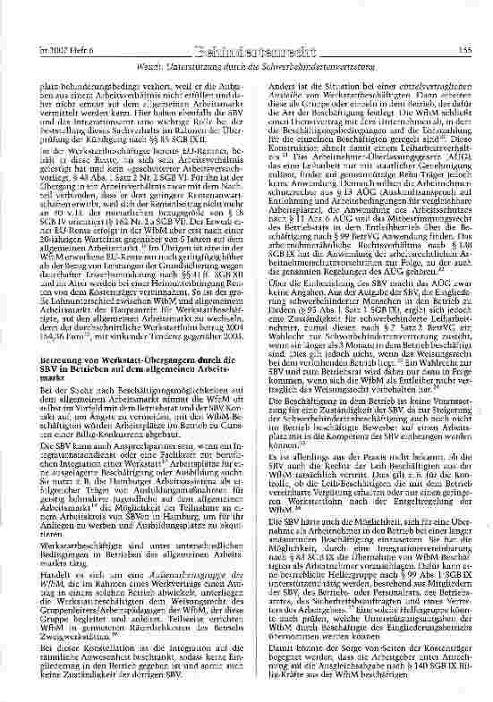 Vorschauseite 3: Unterstützung durch die Schwerbehindertenvertretung für den Übergang von Werkstattbeschäftigten in reguläre Arbeitsverhaltnisse