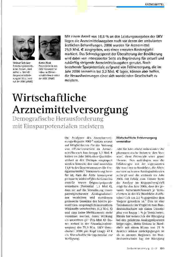 Vorschauseite 1: Wirtschaftliche Arzneimittelversorgung