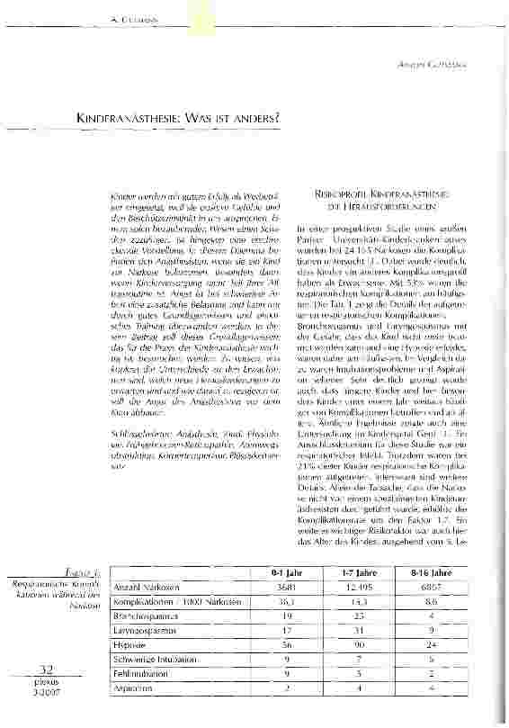 Vorschauseite 1: Kinderanästhesie: Was ist anders?