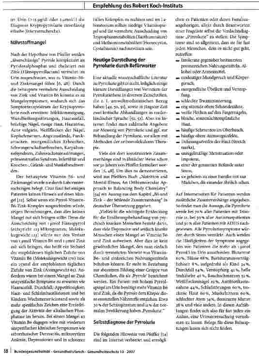 Vorschauseite 5: Die (Krypto-)Pyrrolurie in der Umweltmedizin: eine valide Diagnose?
