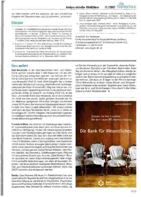Vorschauseite 5: Analyse aktueller Klinikführer: Was bringen sie dem Patienten?