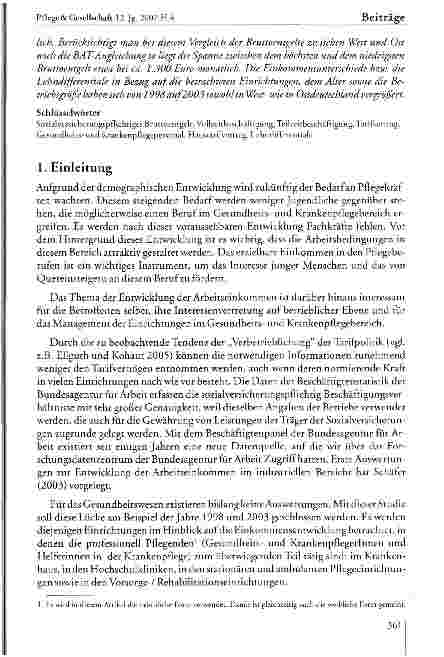 Vorschauseite 2: Arbeitseinkommen in den Gesundheitsund Krankenpflegeberufen in Deutschland 1998-2003
