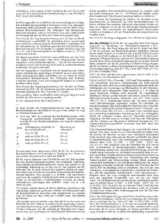 Vorschauseite 2: Abgrenzung Bereitschaftsdienst - Überstunden