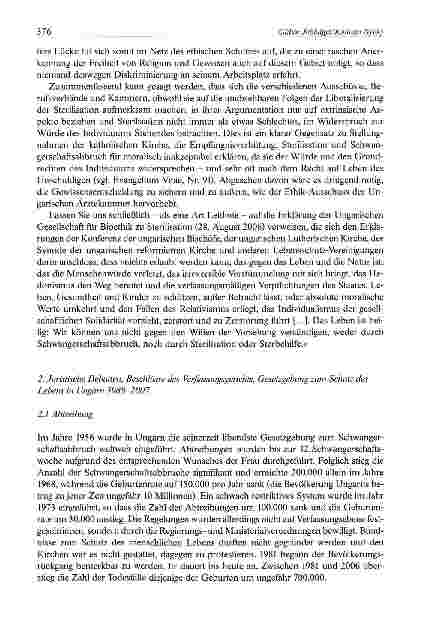 Vorschauseite 6: Zum gegenwärtigen Stand der Bioethik in Ungarn