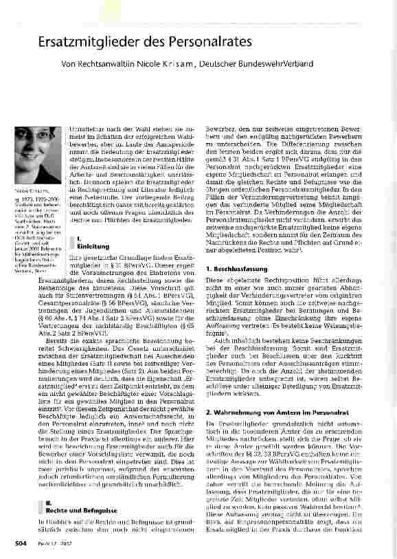 Vorschauseite 1: Ersatzmitglieder des Personalrates