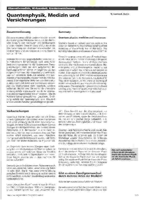 Vorschauseite 1: Quantenphysik, Medizin und Versicherungen