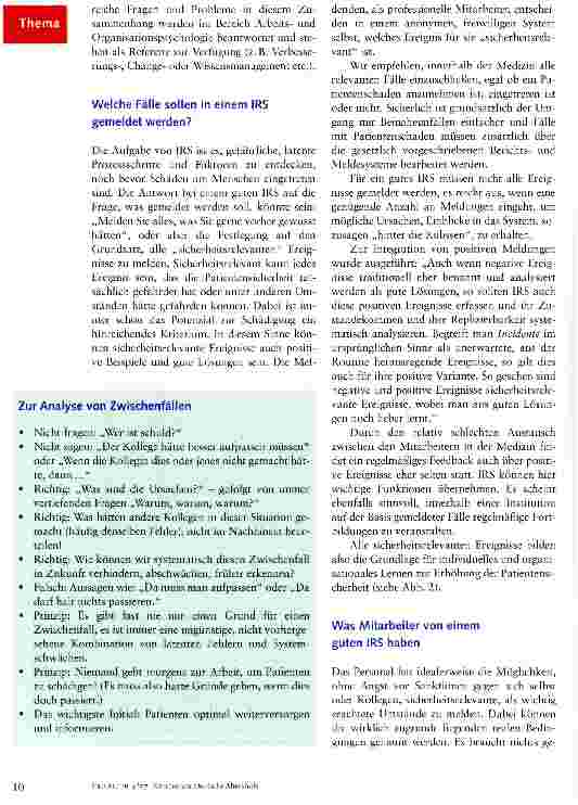Vorschauseite 5: Kritische Ereignisse -Berichtsund Lernsysteme im Internet