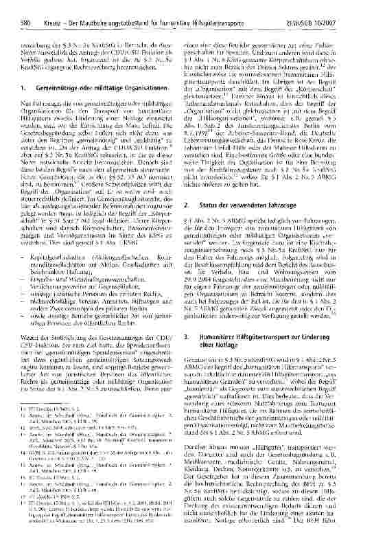 Vorschauseite 2: Der Mautbefreiungstatbestand für humanitäre Hilfsgütertransporte nach § 1 Abs. 2 Nr. 5 ABMG