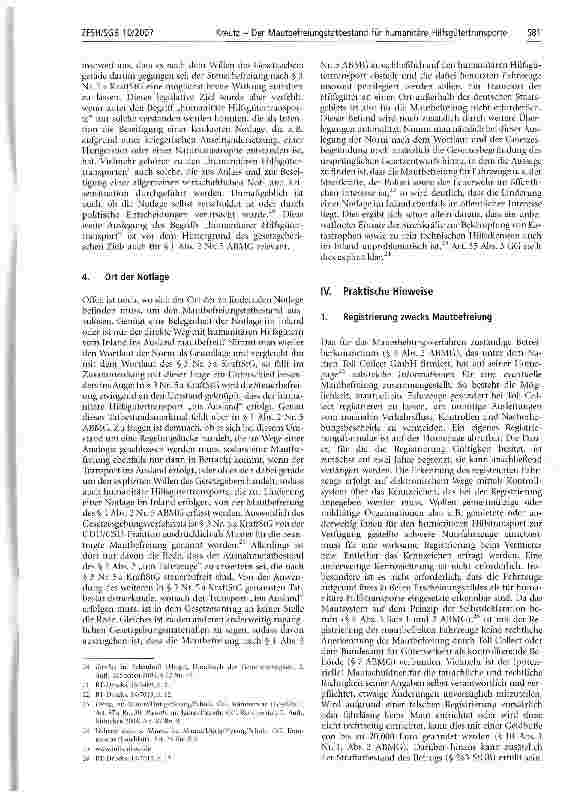 Vorschauseite 3: Der Mautbefreiungstatbestand für humanitäre Hilfsgütertransporte nach § 1 Abs. 2 Nr. 5 ABMG