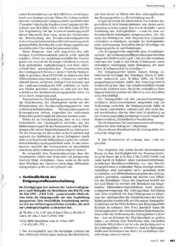 Vorschauseite 3: Rechtsprechung zum Personalvertretungsrecht