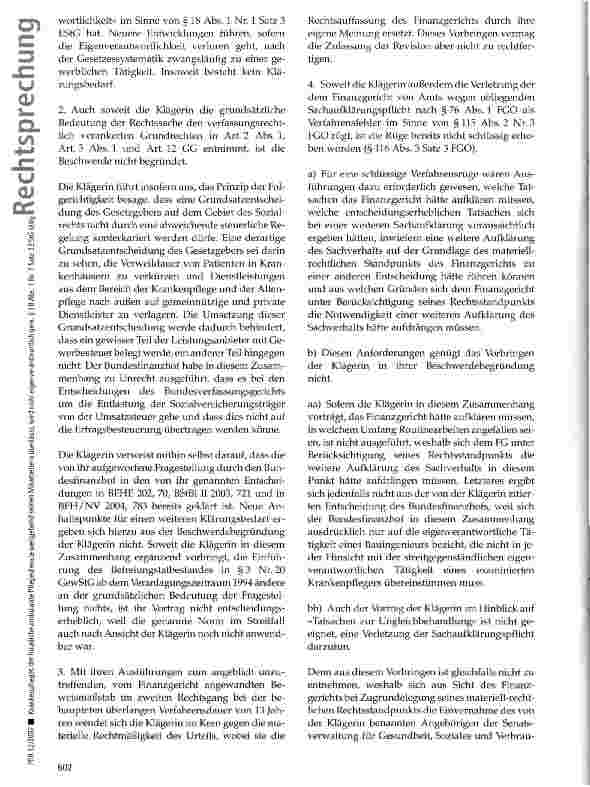 Vorschauseite 3: Krankenpfleger, der häusliche ambulante Pflege weitgehend seinen Mitarbeitern überlässt, wird nicht eigenverantwortlich gemäß § 18 Abs. 1 Nr. 1 Satz 3 EStG tätig