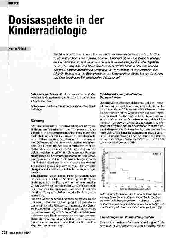 Vorschauseite 1: Dosisaspekte in der Kinderradiologie