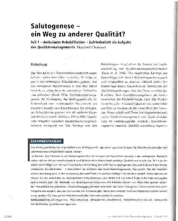 Vorschauseite 1: Salutogenese - ein Weg zu anderer Qualität?