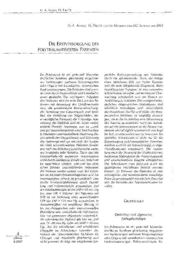 Vorschauseite 1: Die Erstversorgung des polytraumatisierten Patienten