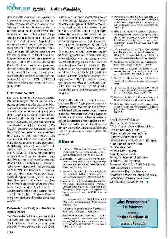 Vorschauseite 2: Operationalisierte Weiterbildungsprogramme als Führungsinstrumente ärztlicher Weiterbildung