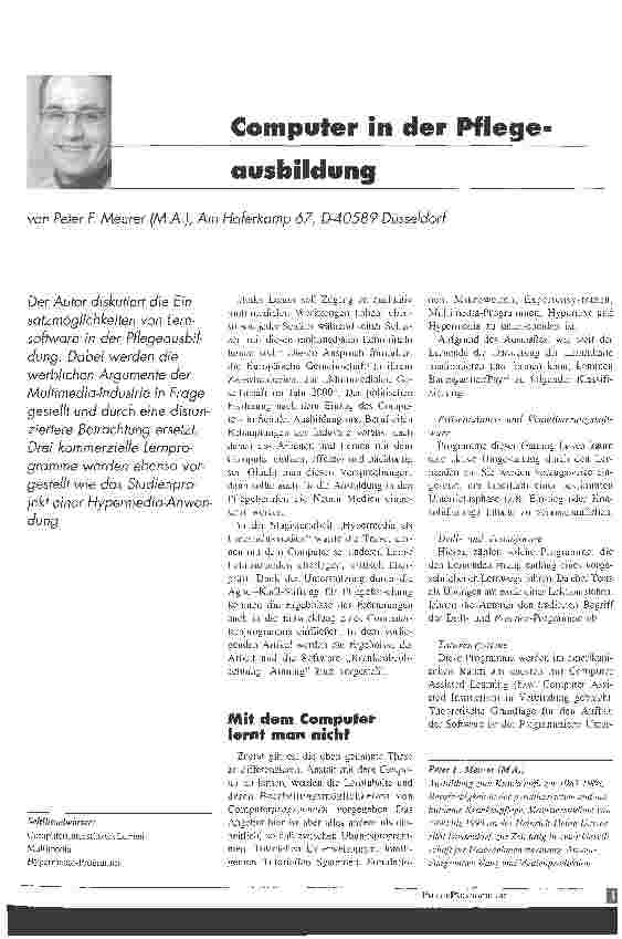 Vorschauseite 1: Computer in der Pflegeausbildung