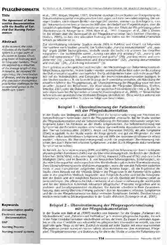 Vorschauseite 2: Übereinstimmung von Interventionsdokumentationen mit tatsächlich durchgeführten pflegerischen Leistungen