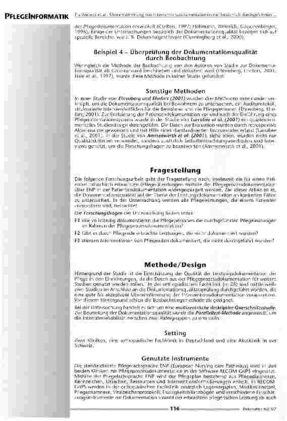 Vorschauseite 4: Übereinstimmung von Interventionsdokumentationen mit tatsächlich durchgeführten pflegerischen Leistungen